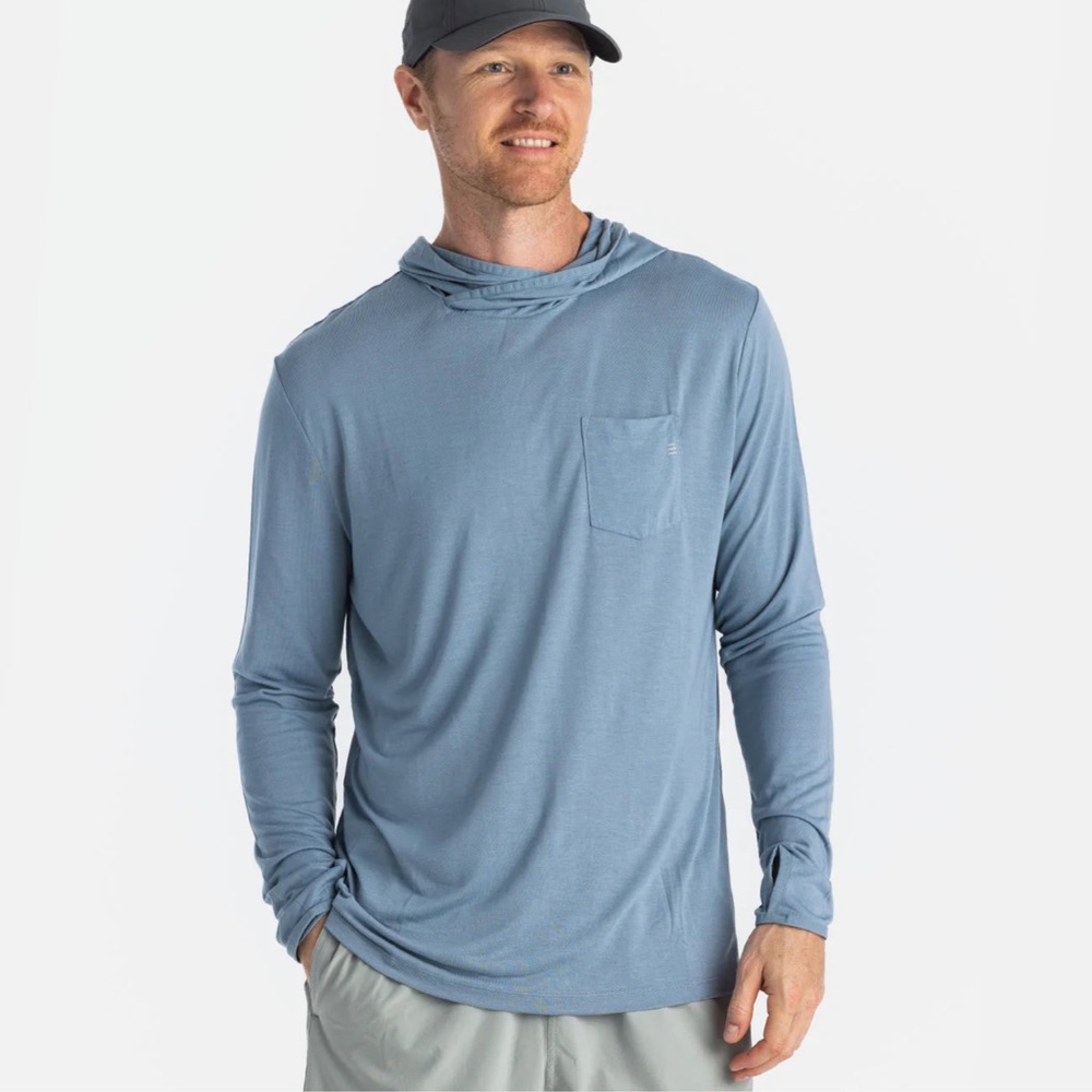 Men's Bamboo Lightweight Hoody, Blue Steel, Large